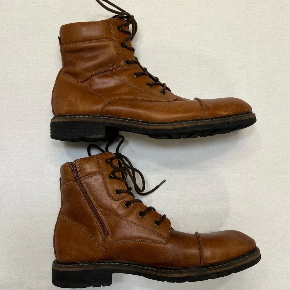 THE RAIL Cap Toe Chukka Brown Leather Ankle Boots Size EU‎ 43M (US 10)